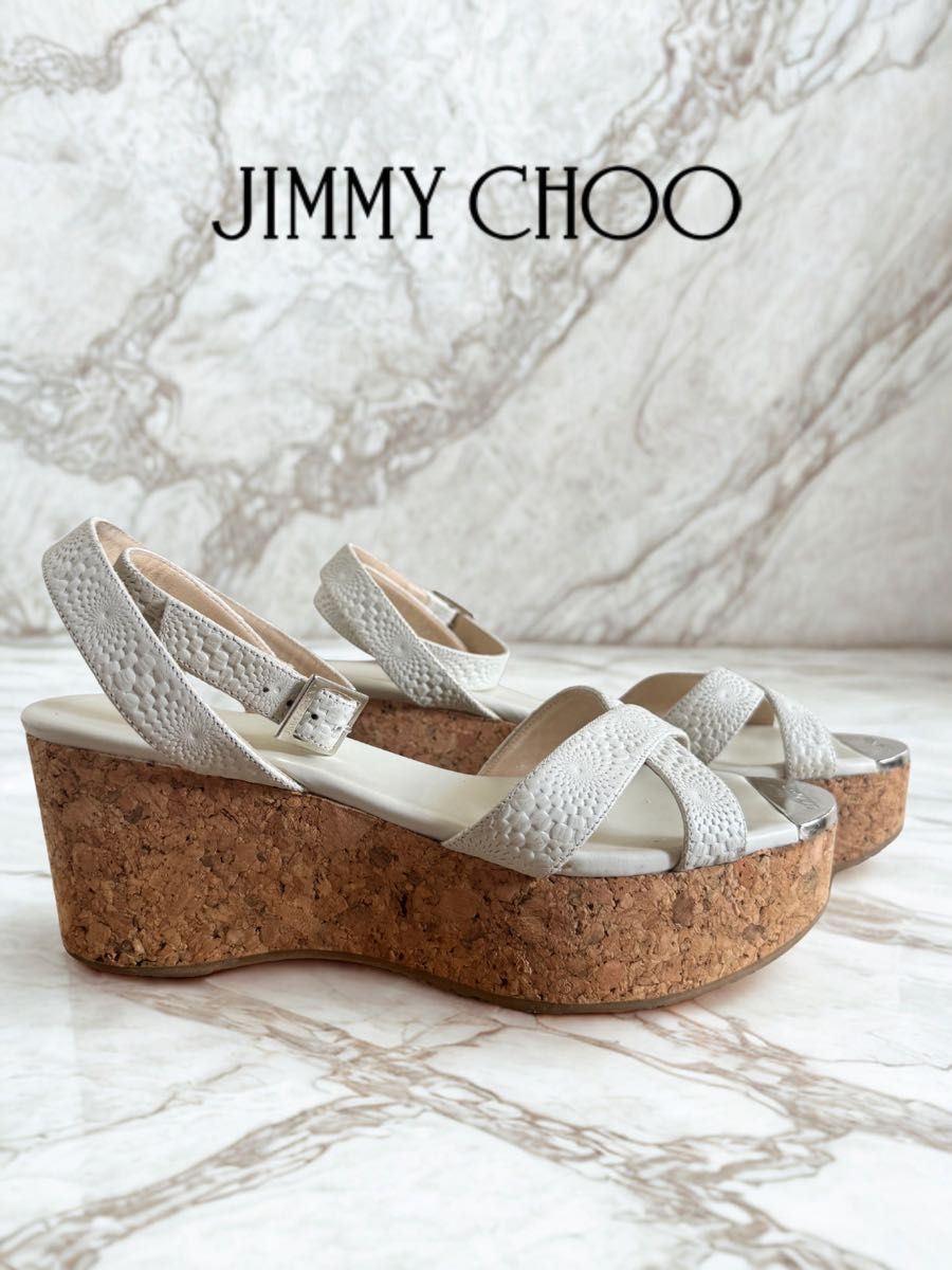 JIMMY CHOO ホワイトウェッジサンダル JIMMY CHOO ウェッジサンダル ホワイト アンクレット|Yahoo