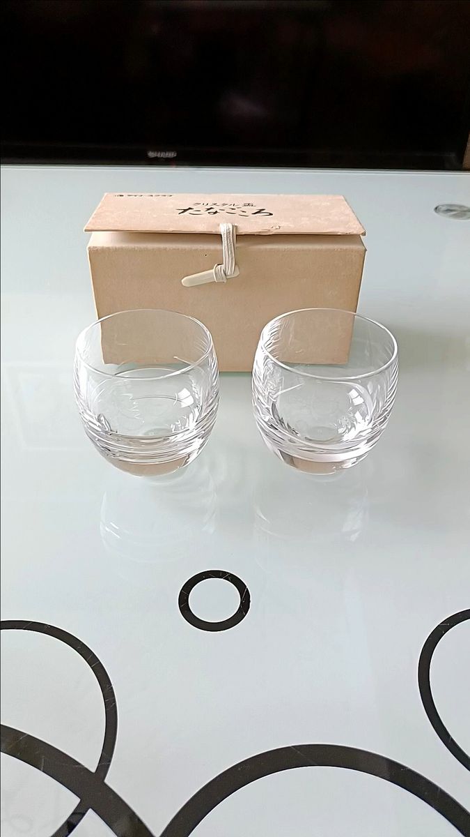 2個ペア HOYA 冷酒 盃 クリスタルガラス ガラス盃 菅澤利雄 作家 お猪口 冷酒盃 ぐい飲み カッティンググラス 切子 新品