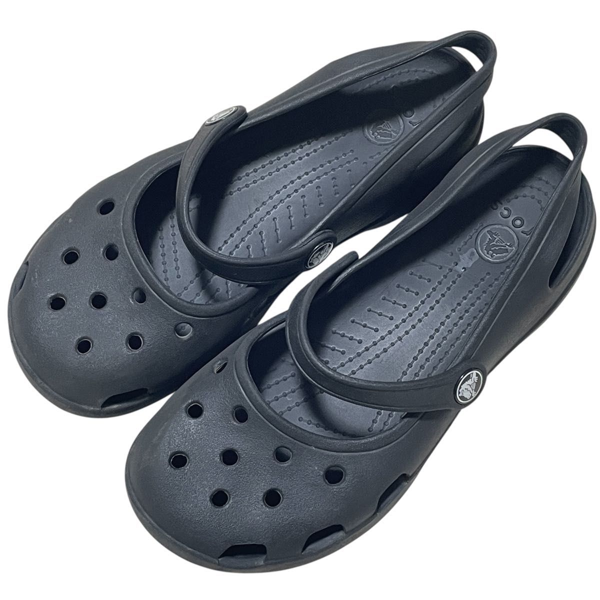 【廃盤品】 crocs クロックス メリージェーン サンダル w6 22cm 廃盤 crocs クロックス メリージェーン W6 サンダル 黒 ブラック