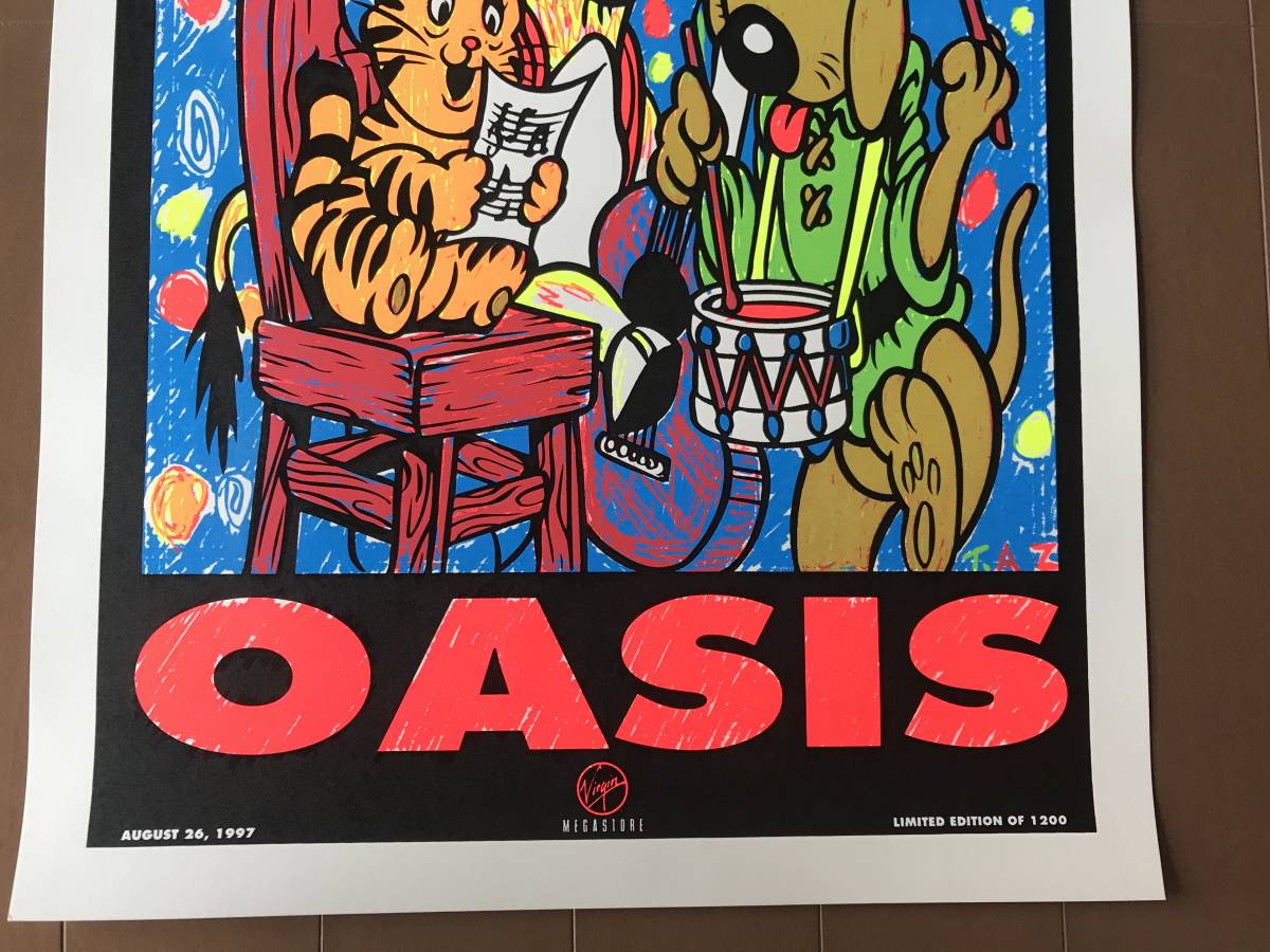 1997年製 oasis シルクスクリーン 版画 ポスター TAZ ( ヴィンテージ オアシス Tシャツ be here now kozik )_画像3