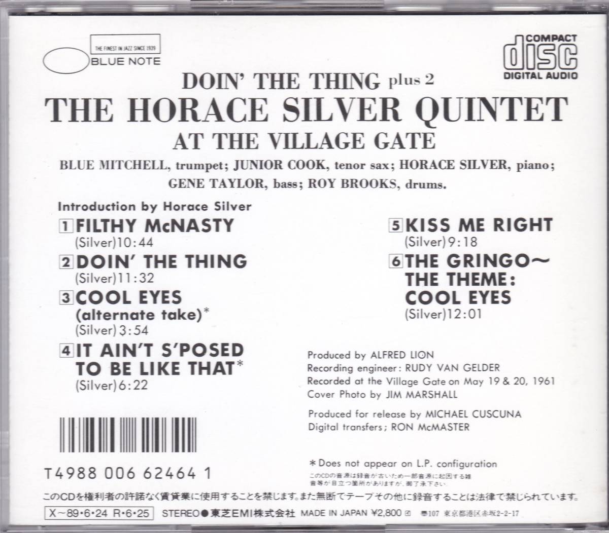 ☆THE HORACE SILVER QUINTET(ホレス・シルヴァー) AT The Village Gate/Doin’ The Thing+2◆大名盤◇激レアな旧規格盤＆税表記無し仕様_画像2