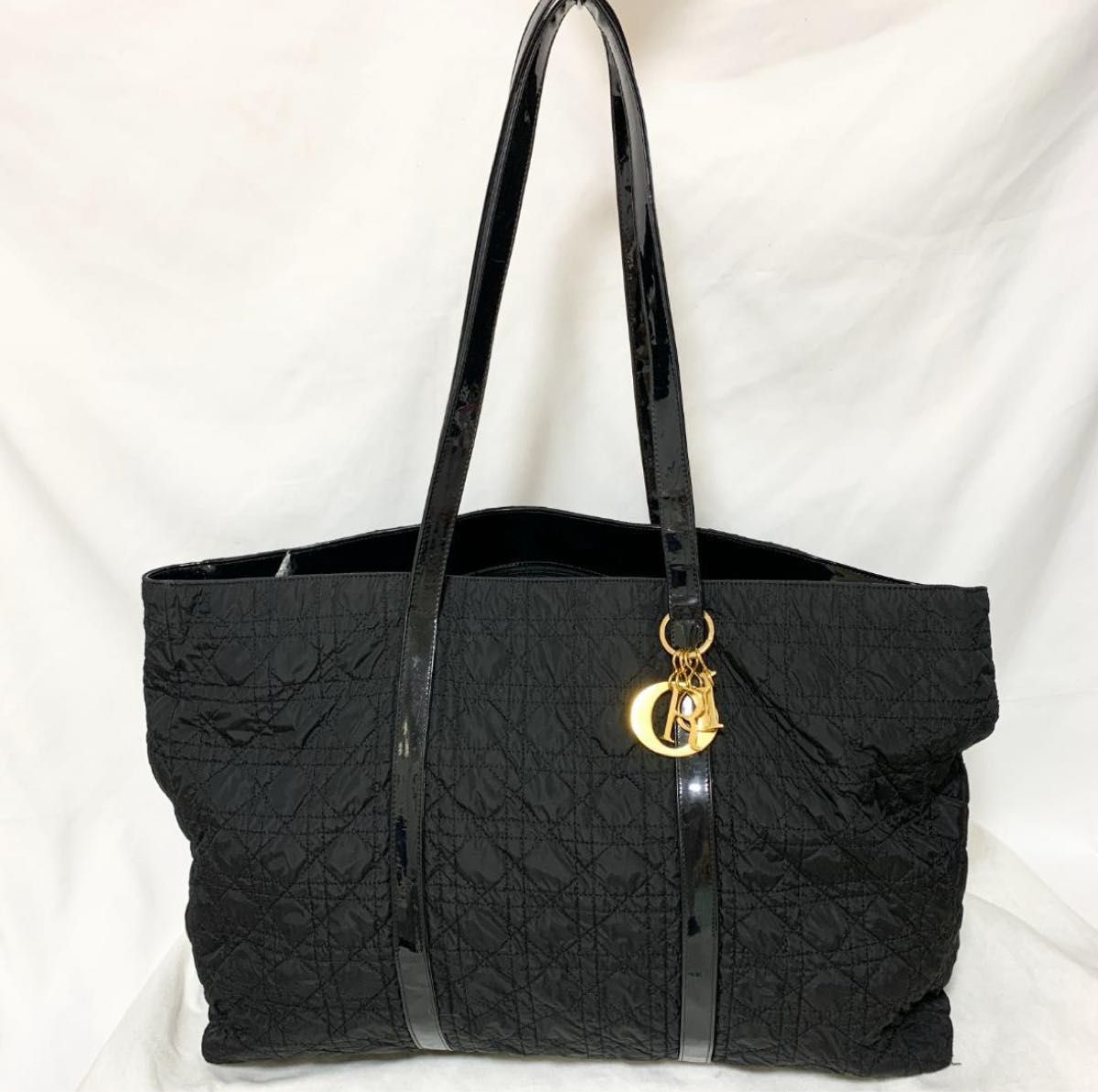 【本物☆カード付き】クリスチャンディオール トートバッグ カナージュ 黒 レザー Christian Dior クリスチャンディオール トートバッグ