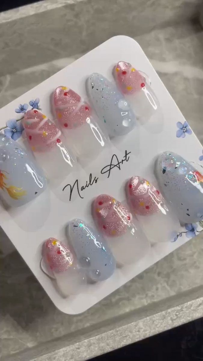 【a7】夏 お祭り ヨーヨー 水風船 ニュアンス 金魚 花火 浴衣 マグネット ジェル ネイルチップ 現品
