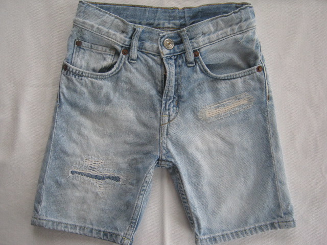 ★古着 H&M &DENIM エイチアンドエム デニムジーンズ ショートパンツ US3-4Y 約105cm ダメージ加工 ハーフパンツ KIDS キッズ 子供服★_画像1