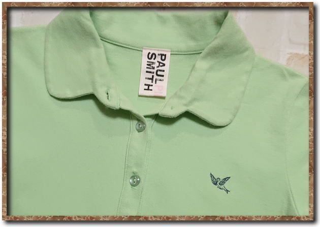 ☆PAUL SMITH PINK　ポールスミス　刺繍入り半袖ポロシャツ　薄緑☆やや難_画像3
