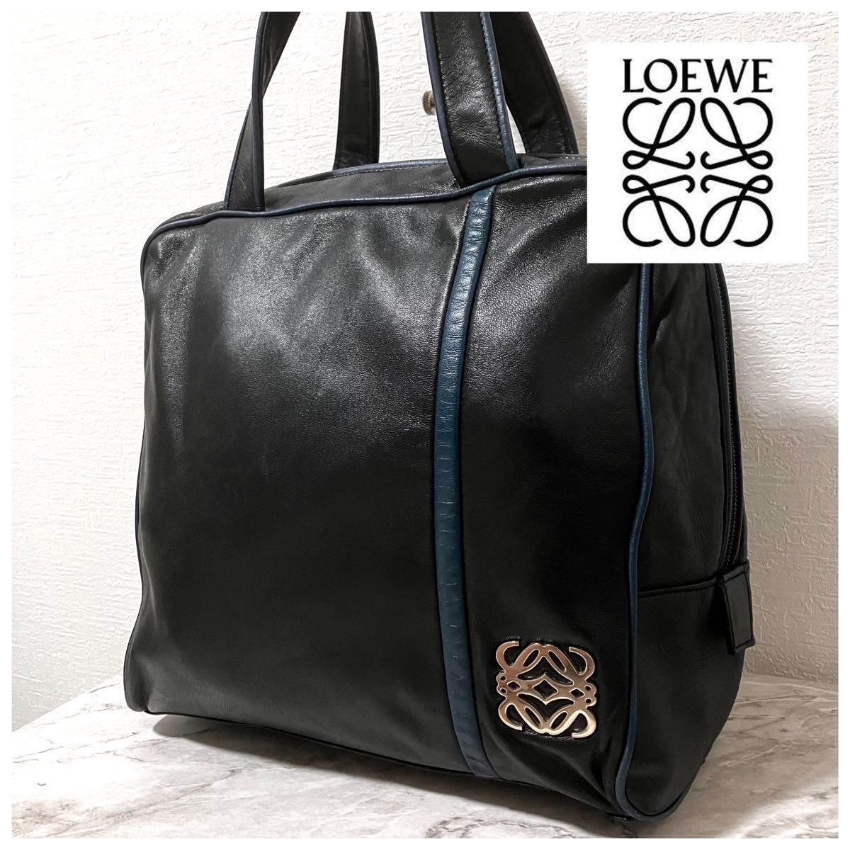 ロエベ アナグラム ナッパ エア ナッパレザー ハンドバッグ 希少 ロエベ LOEWE ナッパレザー スクエア トートバッグ