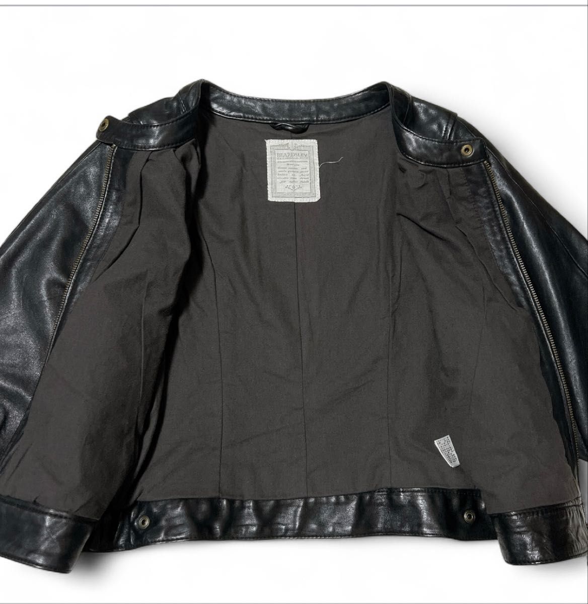 BEARDSLEY 黒 レザージャケット 美品】BEARDSLEY ラムレザー ノーカラージャケット 黒 F|Yahoo