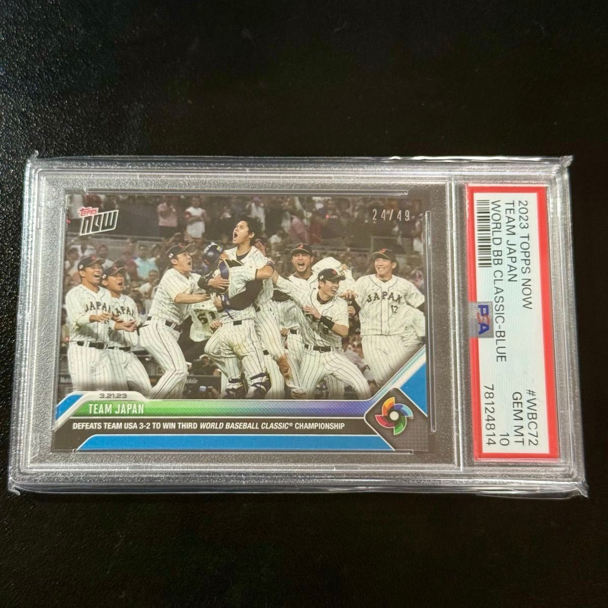 【49枚限定】 Topps Now 2023 WBC 大谷翔平 ベース レリック Topps Now 2023 WBC-72 優勝 決勝戦 49枚限定 Blue 大谷翔平