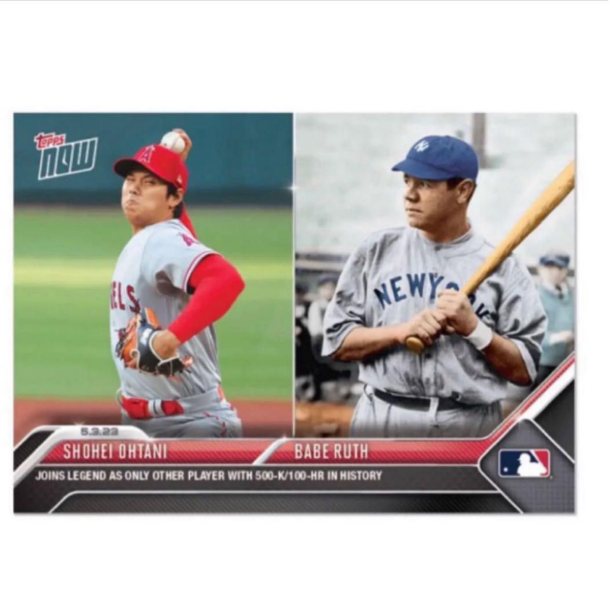 レア 2018 Topps NOW RC 大谷翔平 ベーブ・ルース ルーキー Topps now 2023 大谷翔平 ベーブ・ルース 通算100HR&500奪三振