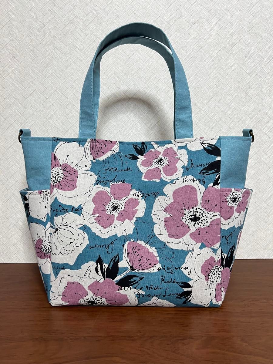 ボストンショルダーバッグ(サイドポケット付き) ハンドメイド 2wayトートバッグ ショルダーバッグ サイドポケット付き