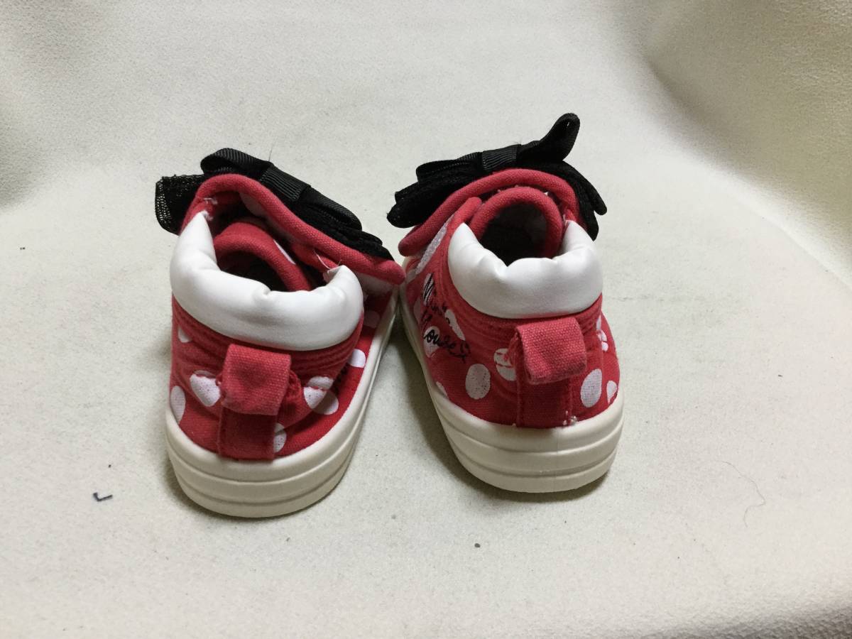 C7891*Disney minnie design *13cm* red & white dot pattern black ribbon * baby shoes 