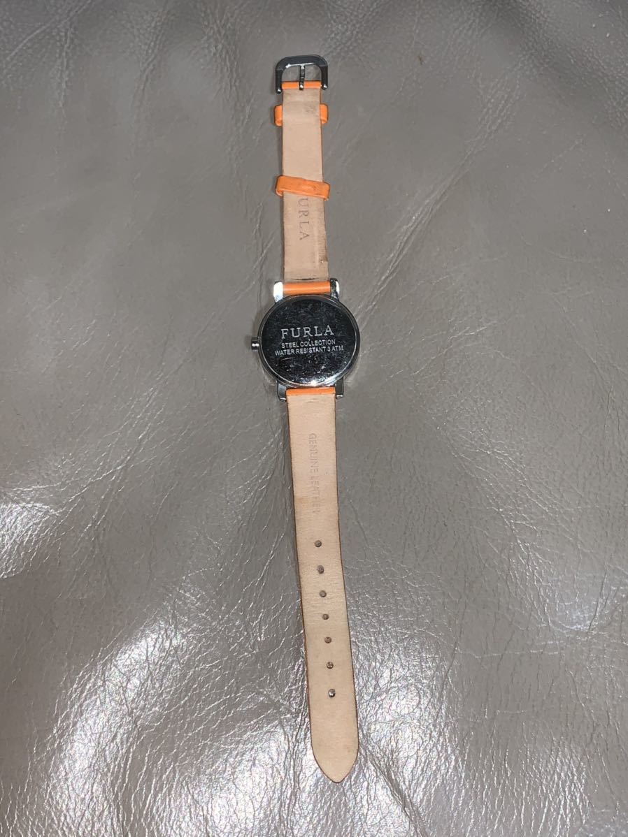 FURLA 腕時計　オレンジ　レザーベルト　革ベルト_画像2