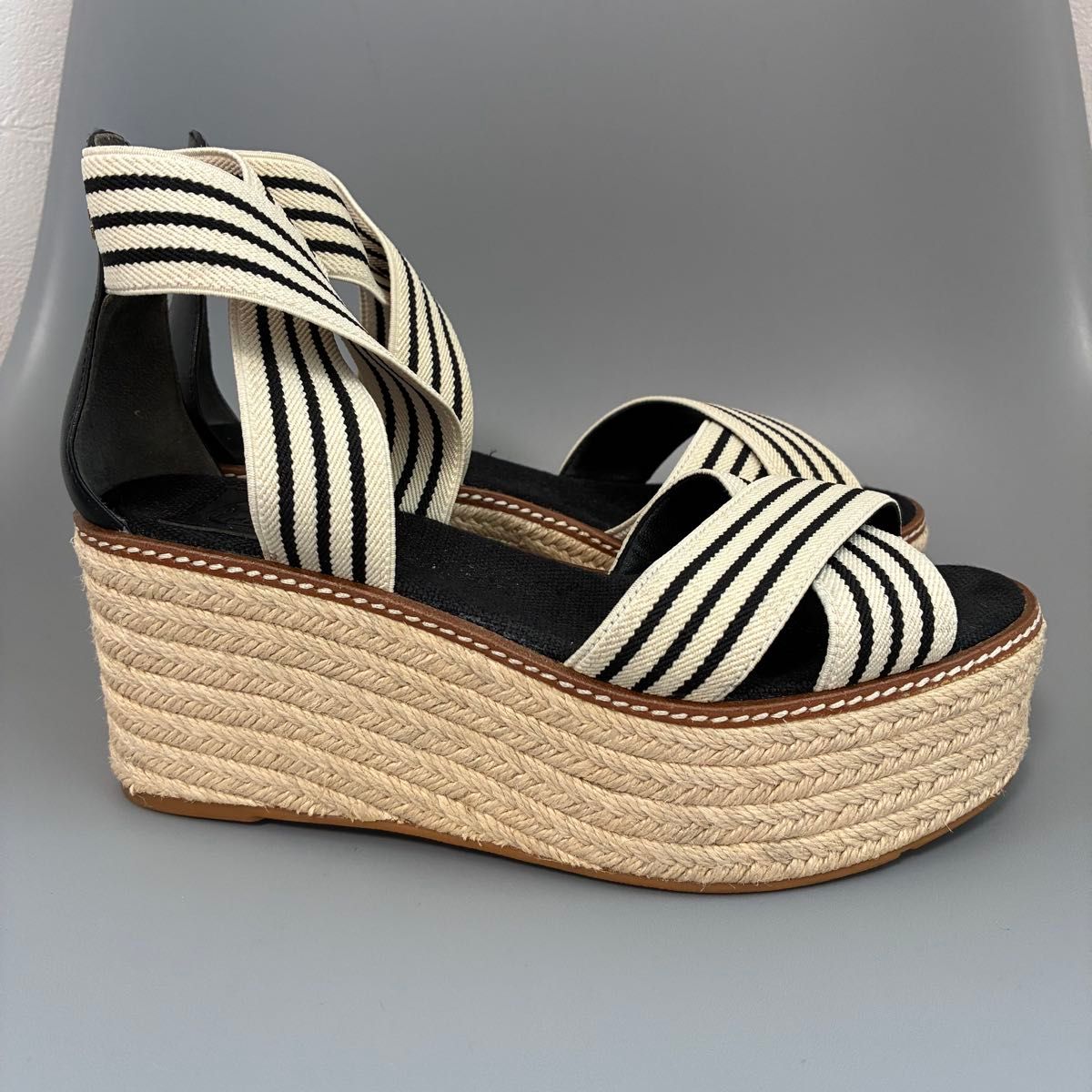 TORY BURCH ウェッジソールサンダル ジルスチュアート サンダル まとめ Tory Burch ボーダー ウェッジソール クロスストラップ サンダル