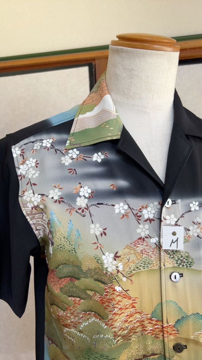 アロハシャツ 和柄 風景画 シルクMサイズ