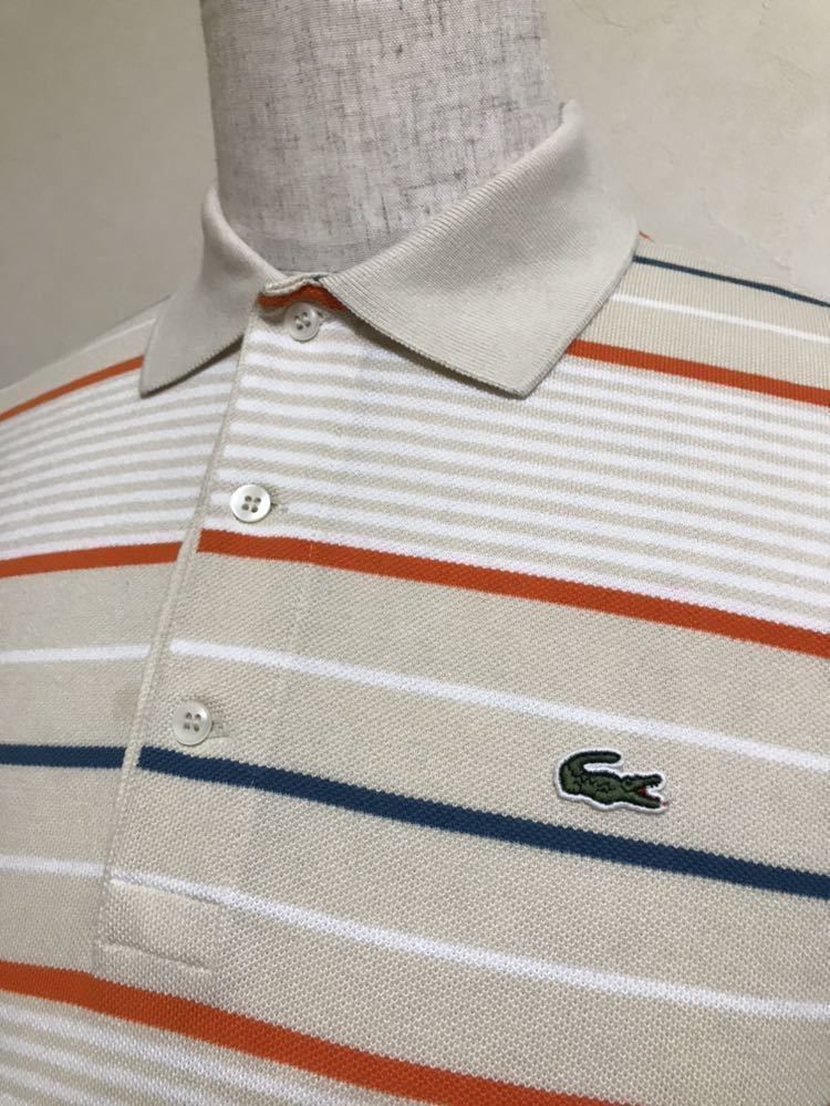 【美品】 LACOSTE ラコステ ボーダー 鹿の子 ポロシャツ トップス 半袖 サイズ2 ファブリカ 日本製 PH941S