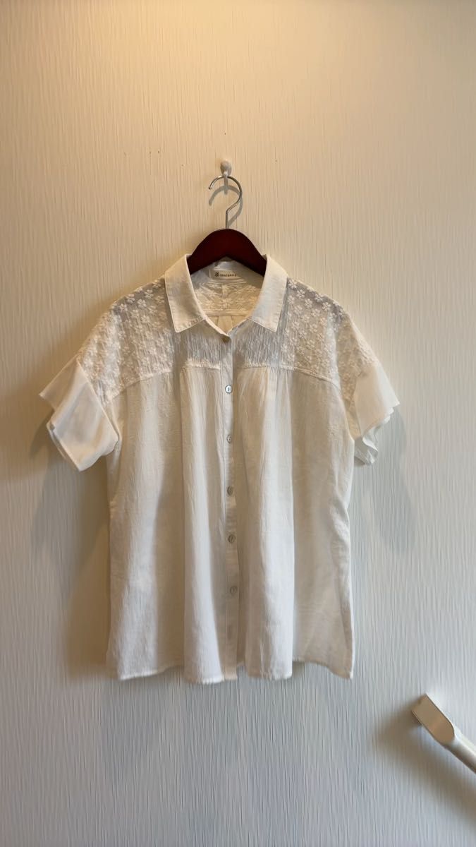刺繍ブラウス*白コットン フリー訳あり