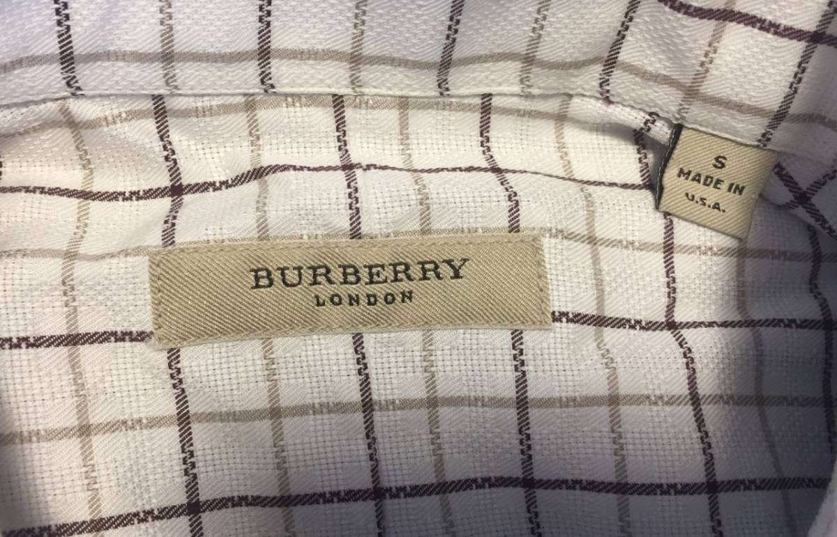 USA製 美品BURBERRYバーバリー・チェック柄・カラーステイ・長袖シャツ