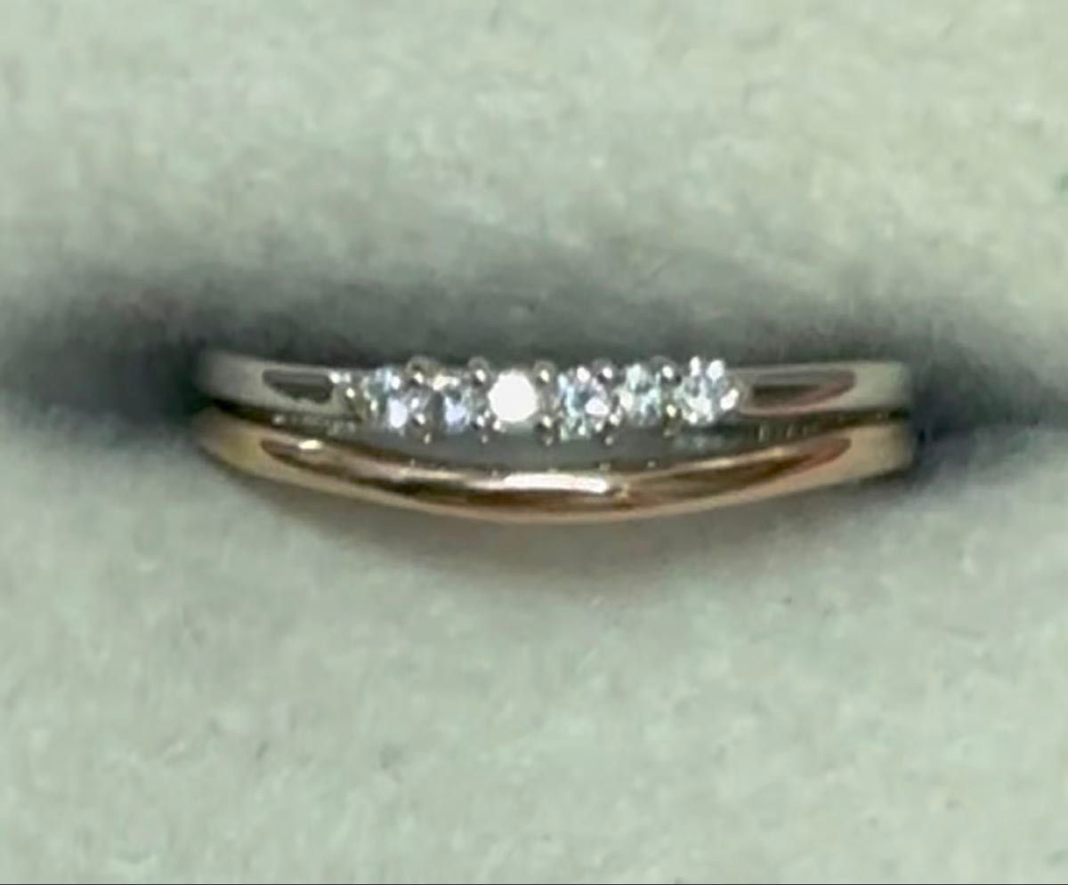 Pt900/K18PG ダイヤ0.06ct コンビリング 新品磨き済み後未使用 美品!