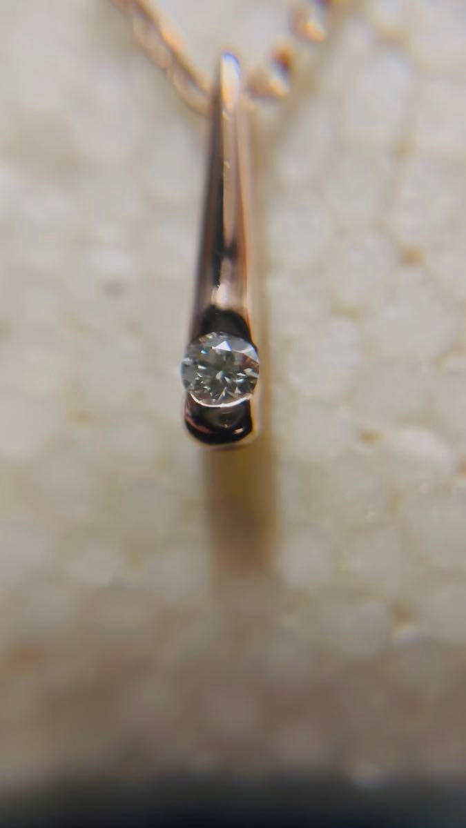 ジュエリーマキ k10 ピンクゴールド 0.08ct 1粒ダイヤモンド付き ネックレス 新品同様ピカピカ美品!