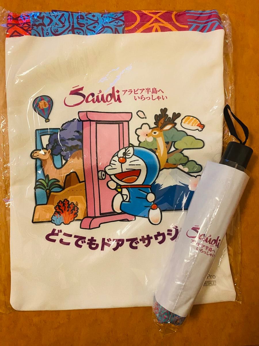万博 サウジアラビア/ドラえもんトートバッグ・折りたたみ傘 晴雨兼用 セット 万博限定 サウジアラビア館 ドラえもん トートバッグ エコバッグ