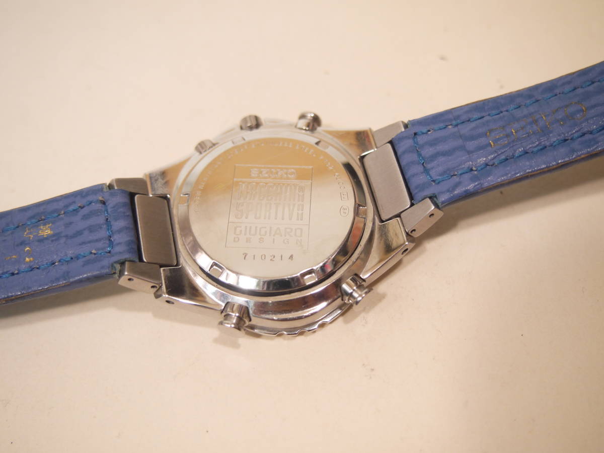 Mens腕時計 SEIKO Macchina Sportiva 7T32-6J00 GIUGIARO DESIGN Chronograph Quartz 200m防水 皮ベルト 現状動作品 S158_画像2