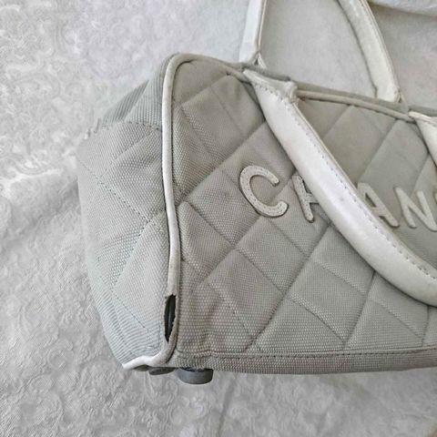 CHANEL★ボストン グレー★ハンド バック bag sport スポーツ ライン★シャネル 白 ホワイト ミニ マトラッセ トート キャンバス レザー 革