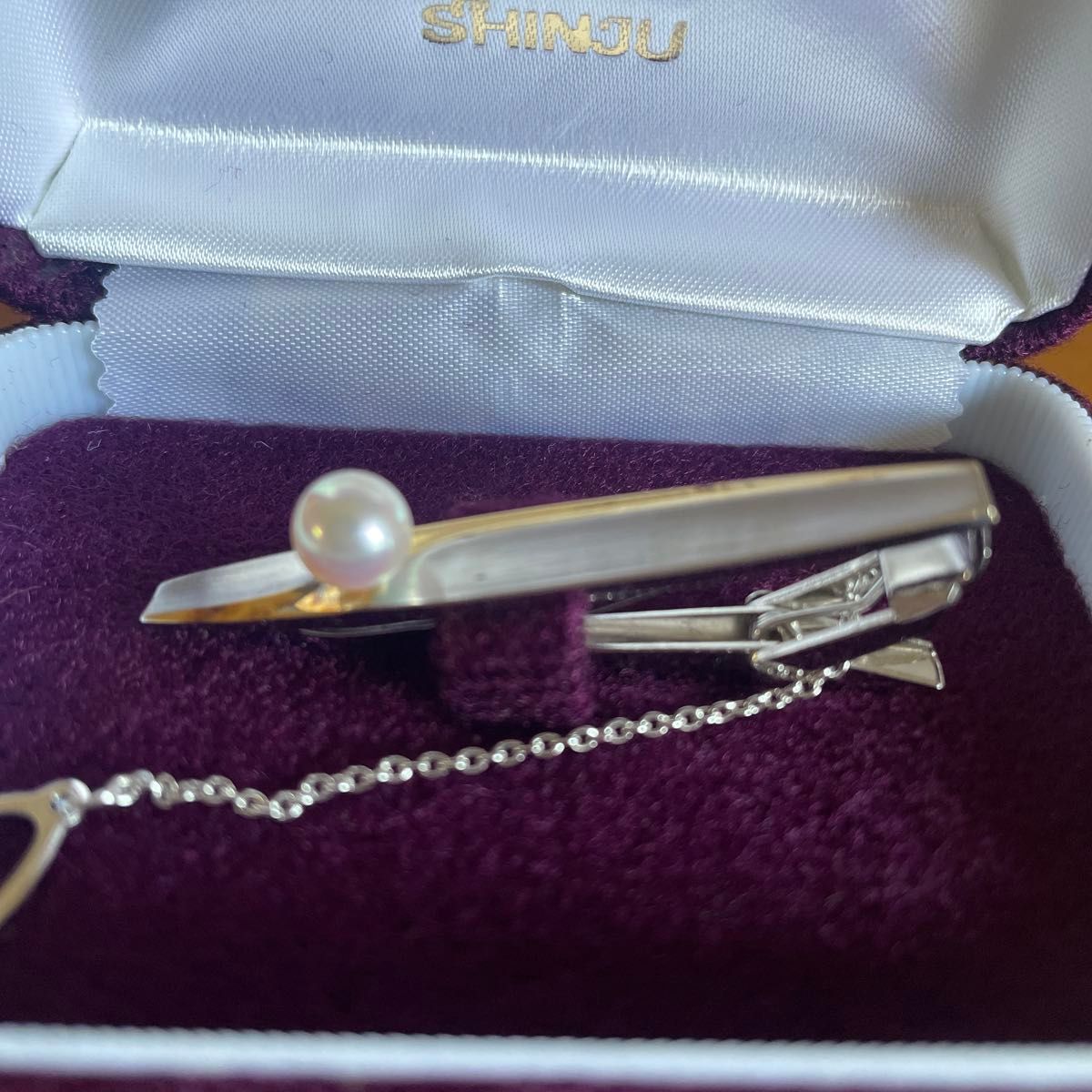 田崎真珠 TASAKI 真珠×シルバー ネクタイピン ラペルピンセット ケース付 田崎真珠/TASAKI ネクタイピン タイピン パール シルバー ケース