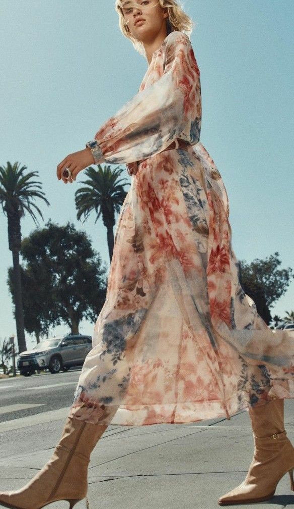 【 】花柄ミディ丈ワンピース ZARA ザラ 花柄 ミディ丈ベルトワンピース 新品 XL|Yahoo