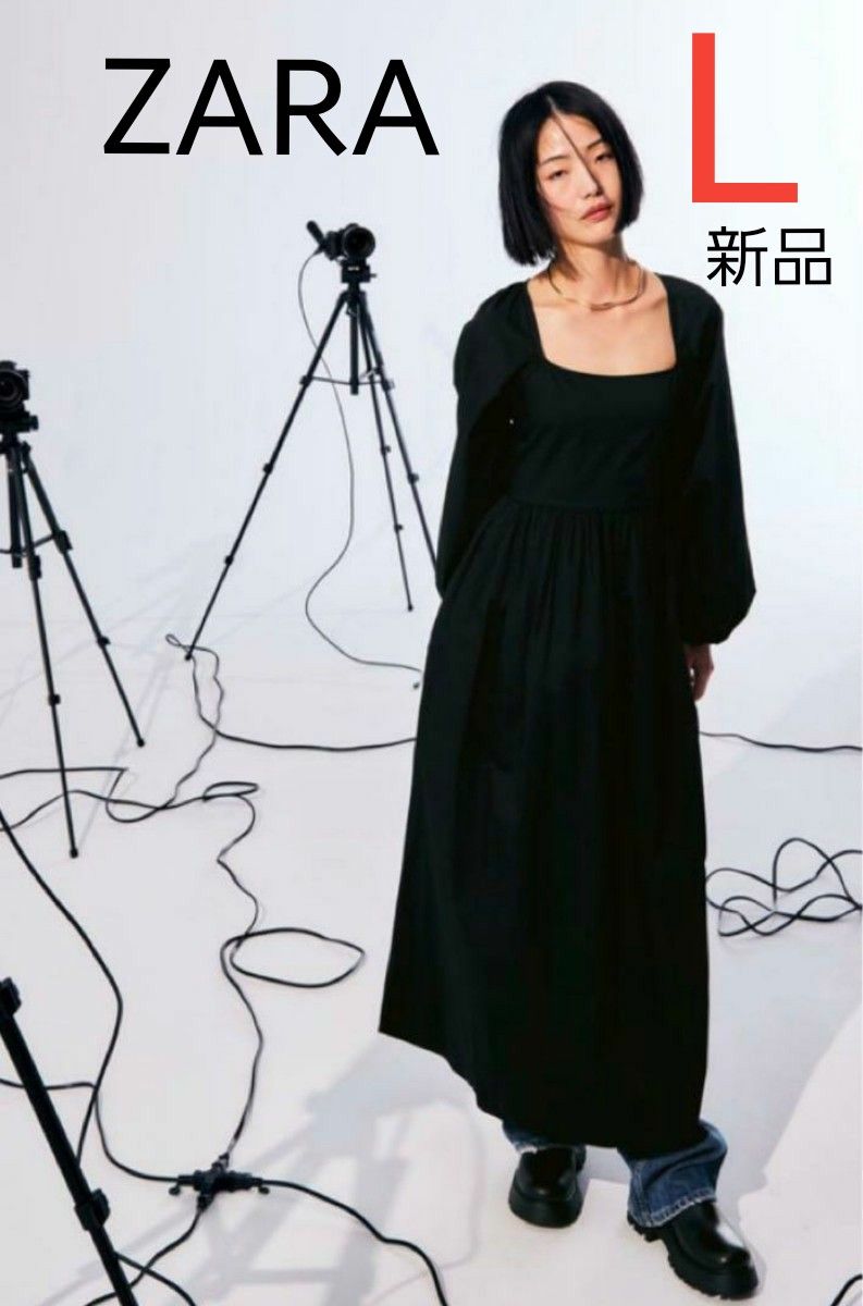 ☆ドイツ発*ZARA*新作*パフスリーブポプリンワンピ☆ ZARA ザラパフスリーブ付き ポプリンワンピース 新品 L|Yahoo