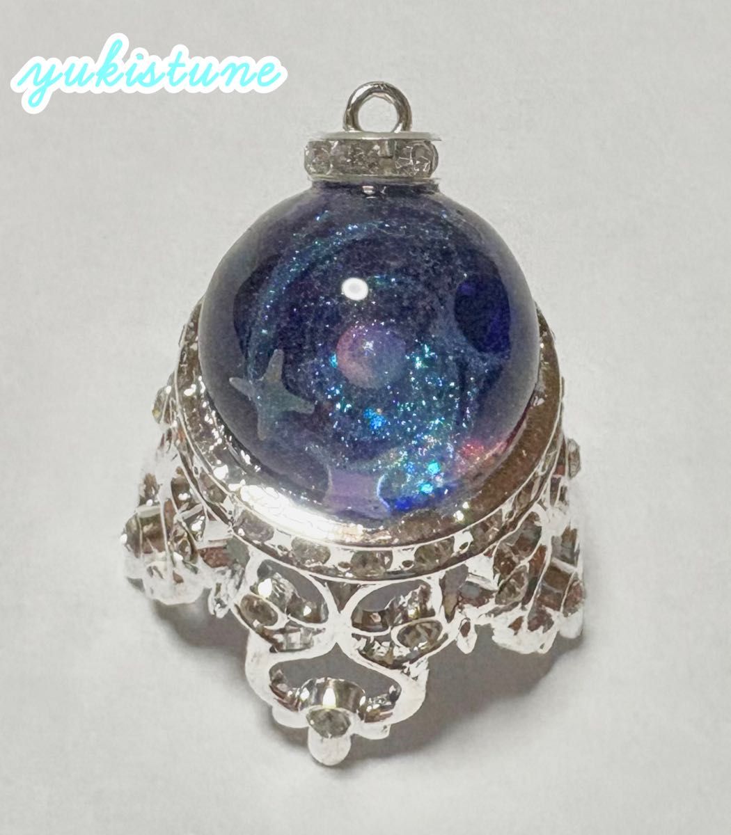 ぽん子 レジンネックレスNo.0919 No 194】ハンドメイド 宇宙玉 レジン ネックレス ペンダント