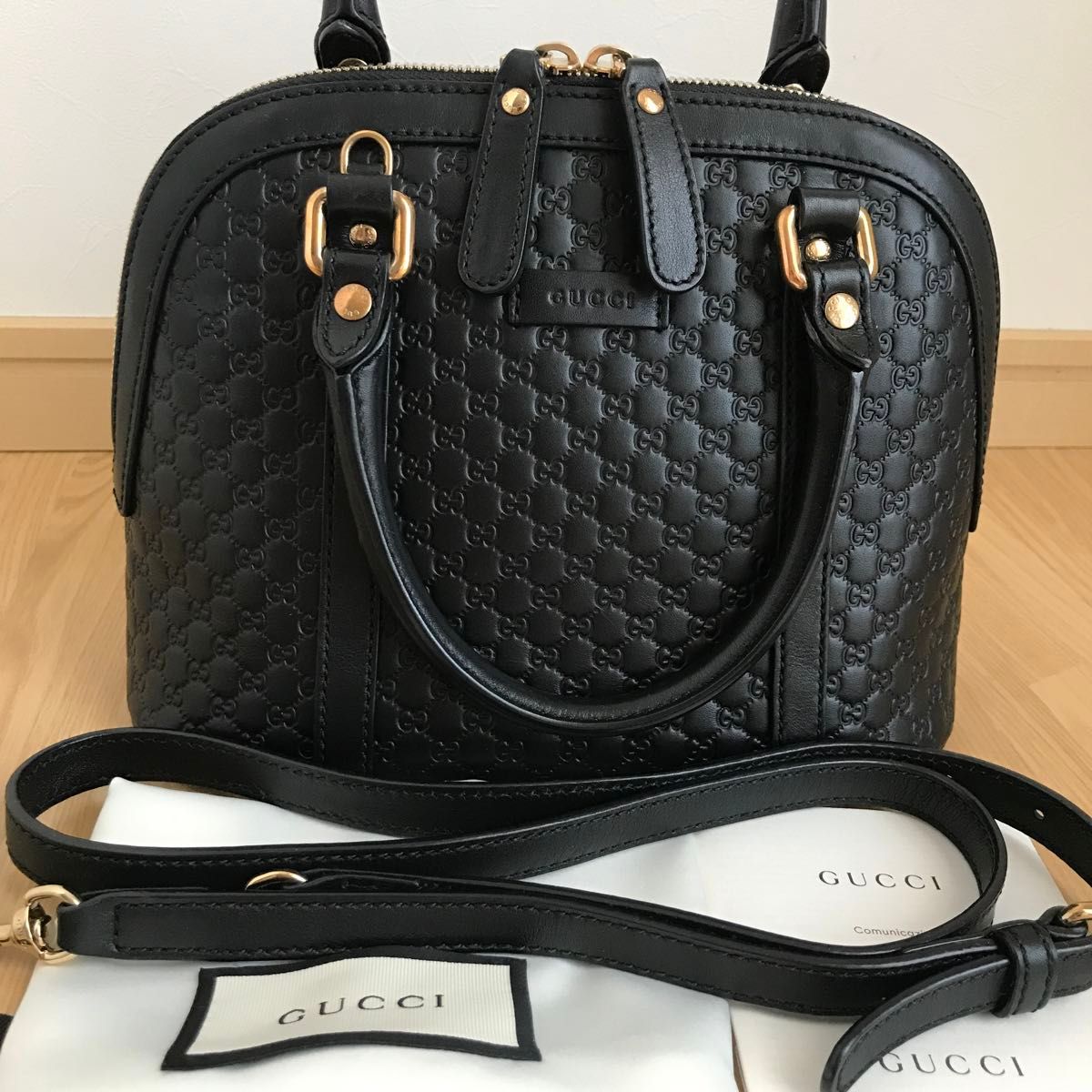 GUCCI グッチ ショルダーバッグ 黒 - 4500425F0099 GUCCI グッチ ロゴ 2wayショルダーバッグ マイクログッチ 黒