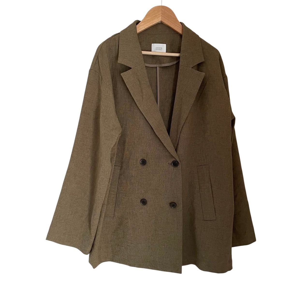 【美品】LOWRYS FARMホップサックダブルジャケット ブラウン レディース 美品】 LOWRYS FARM ホップサックダブルジャケット ブラウン