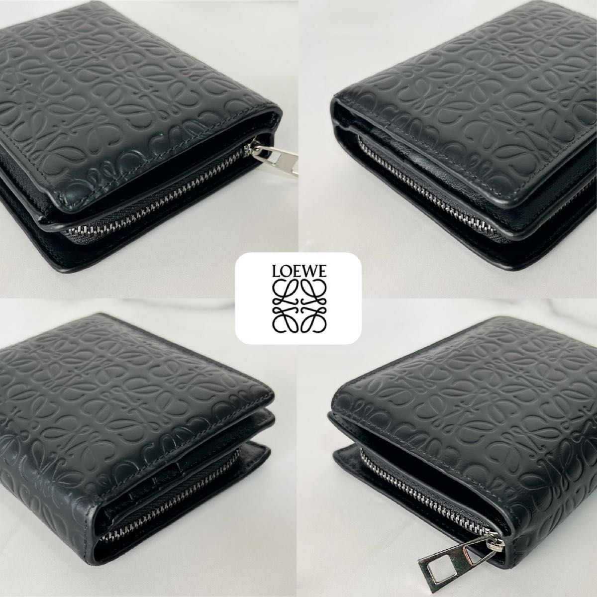 LOEWE★黒コンパクトウォレット / アナグラムリピート 超極美品 LOEWE アナグラム リピート コンパクトウォレット