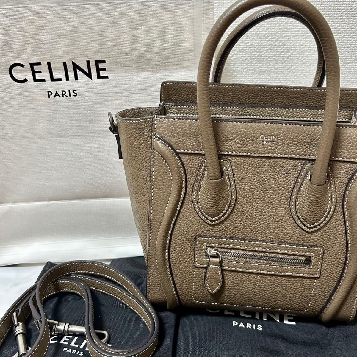 【CELINE】セリーヌ ナノ ラゲージ バッグ ロゴ 確実正規品 CELINE セリーヌ ラゲージ ナノ スリ バッグ 新ロゴ