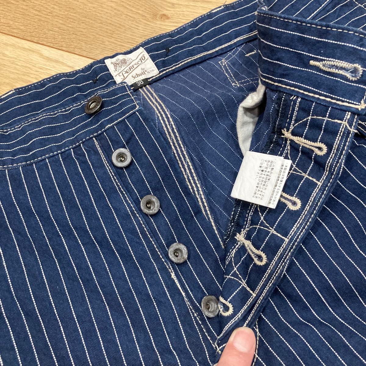 Schott オールドヒッコリーデニム ウォバッシュパンツ インディゴ Schott 希少サイズ 36インチ ショット オールド ヒッコリー