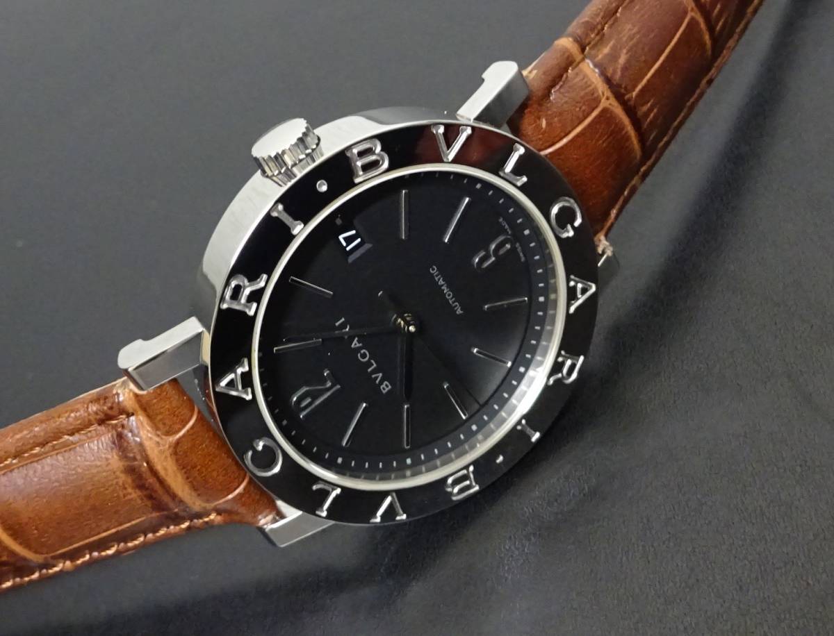 美品 良品 BVLGARI ブルガリ ブルガリ BB38SL 黒文字盤 メンズサイズ 自動巻 38mmケース 本物_画像5