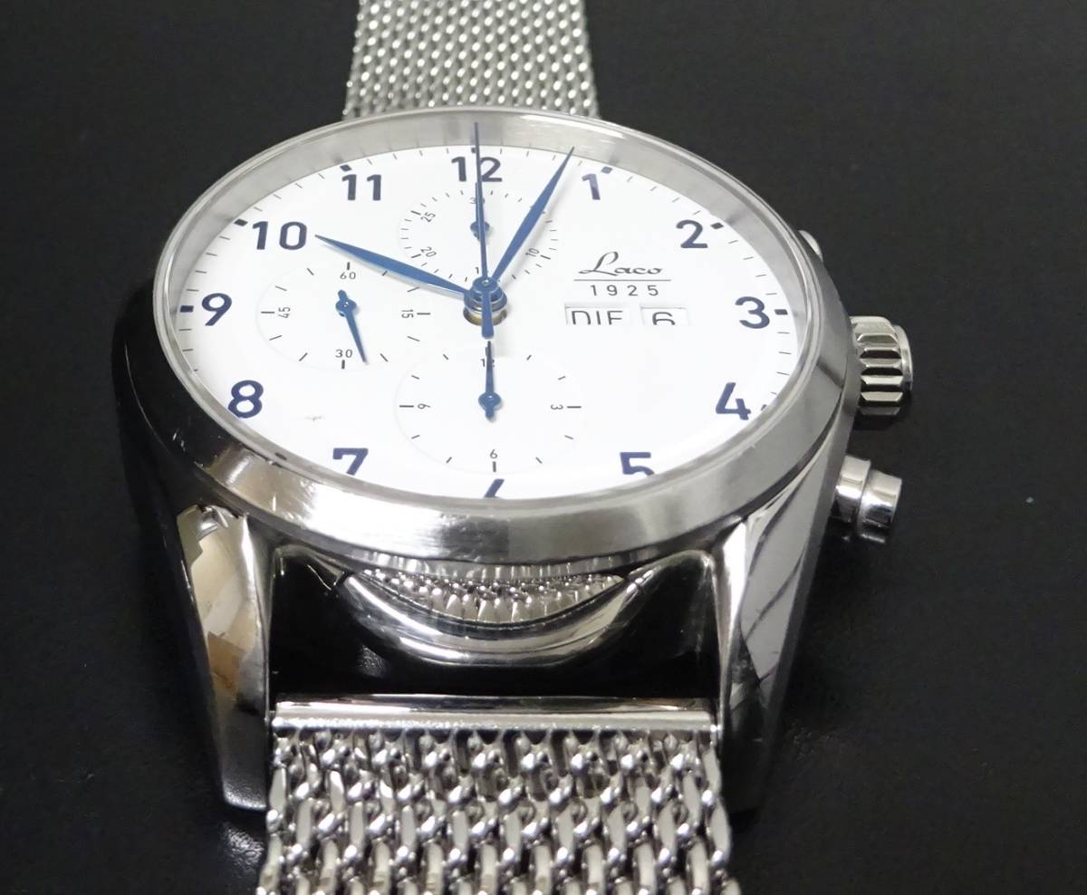  редкий хорошая вещь Германия производства Lacolako Pilot часы Chicago хронограф дата 861584 мужской самозаводящиеся часы международный письменная гарантия есть оригинальный коробка есть подлинный товар 