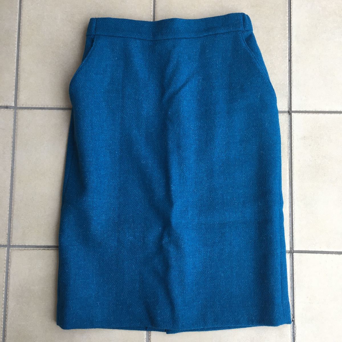 新品 未着 HARRISS GRACE×Harris Tweed 毛100 スカート2017 サイズ38 ブルー 日本製 定価28.000+税