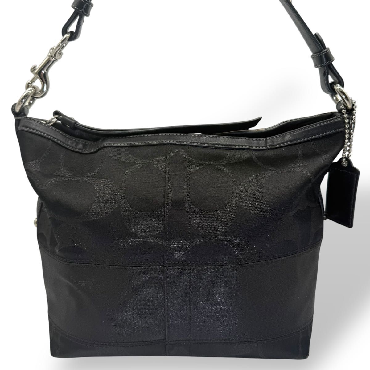 【美品】コーチ ハンドバッグ キャンバス ワンショル 肩掛け 黒12909 COACH コーチ ハンドバッグ キャンバス ワンショルダーバッグ