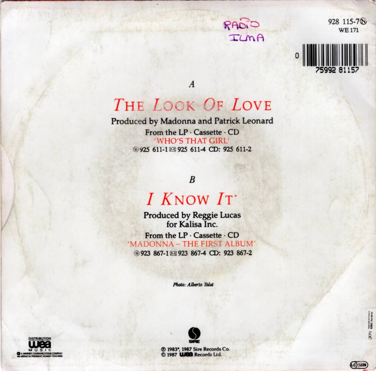 ★レア★フランス盤★7インチ★ MADONNA／THE LOOK OF LOVE／I KNOW IT／マドンナ／WHO'S THAT GIRL／45 7inch DJ MURO KOCO クボタタケシ