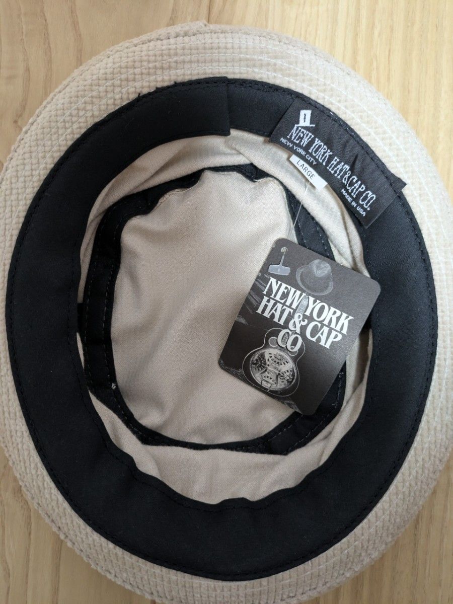 ニューヨークハット ベージュ 新品 希少 NEWYORKHAT USA製 ポークパイハット ベージュ L