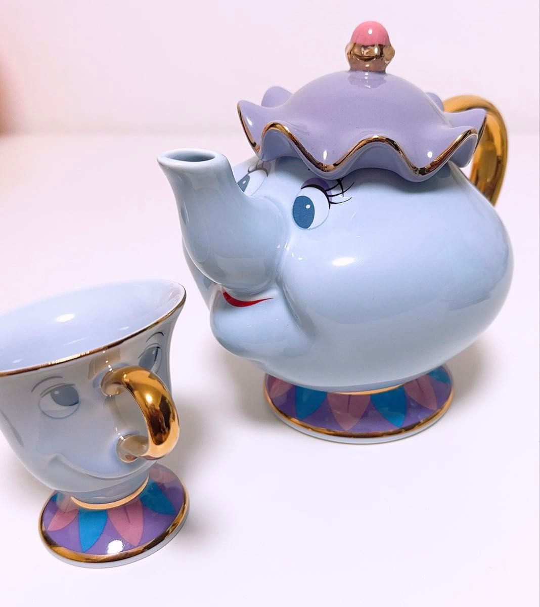 未使用ヴィンテージ1994年購入美女と野獣ティーセット Disney 限定品 美女と野獣 ポット夫人 チップ ティーセット 未