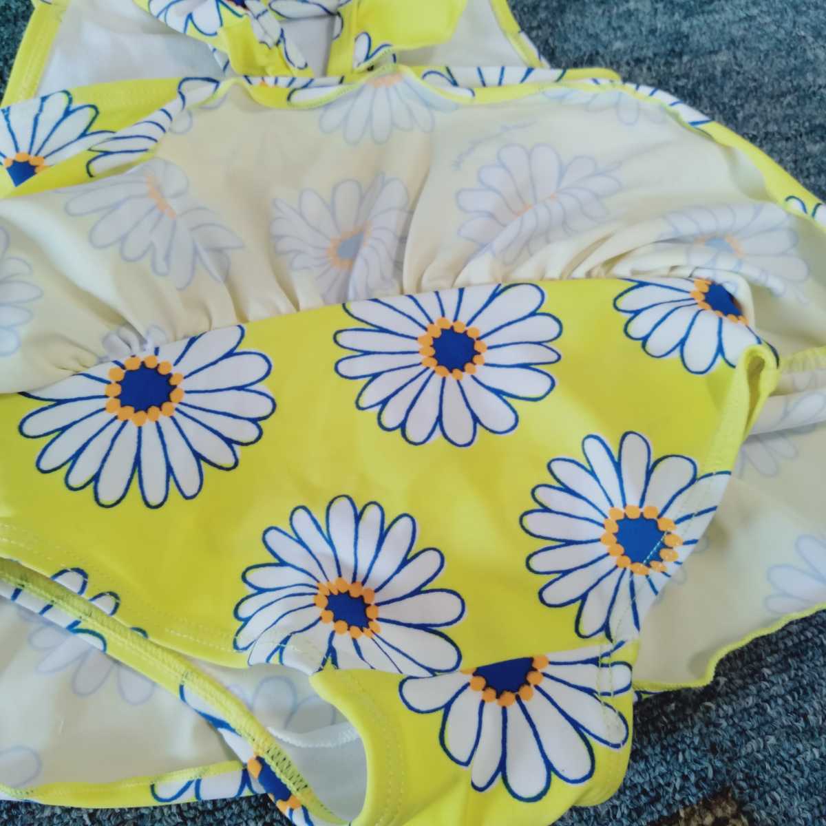 ワンピース水着　80　moujonjon　黄色　花柄　キッズ　女の子　000709_画像6