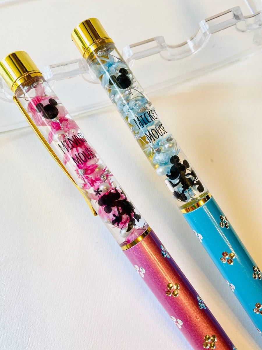 【替え芯付き】2本セットディズニー ミニー ミッキー ハーバリウムボールペン