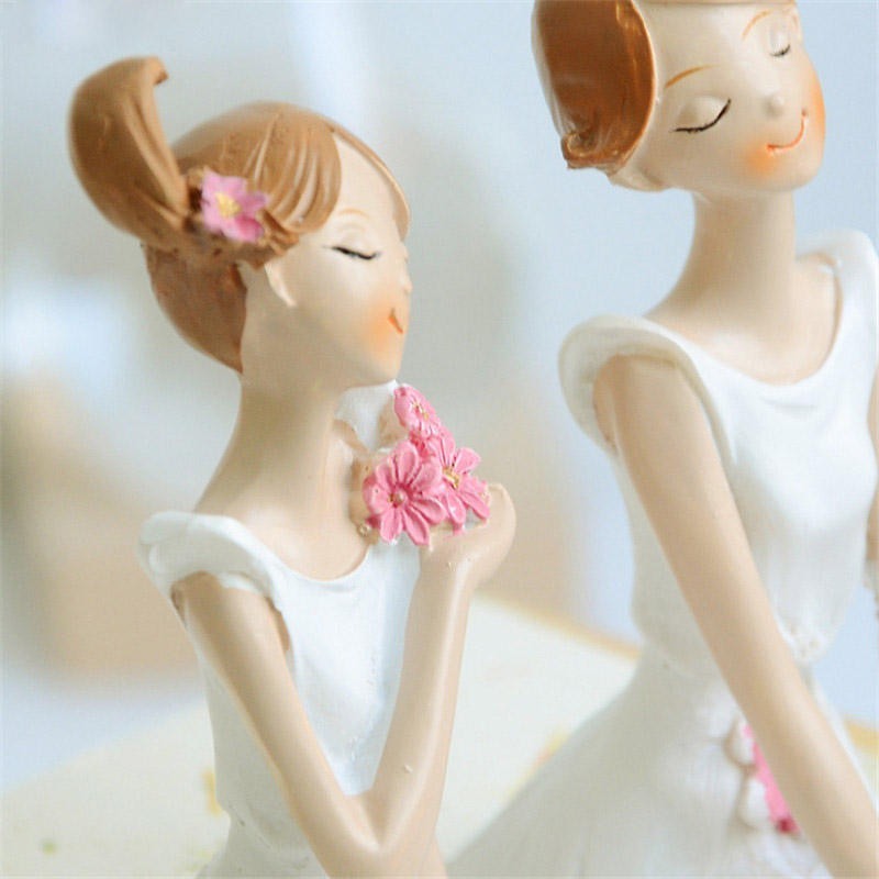 ◇安心良質◇2本/セット美しい女の子と天使クリエイティブ樹脂人形装飾品ヨーロッパスタイルの妖精の庭の置物結婚式のギフト_画像2