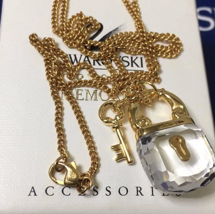 未使用 SWAROVSKI スワロフスキー ネックレス クリスタル 鍵 モチーフ アクセサリー ゴールド金具 Made in Austria_画像4