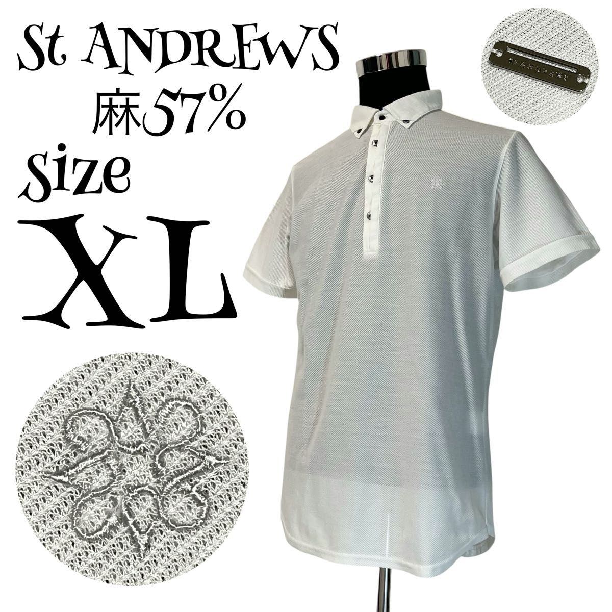 【麻57%】【LL】St ANDREWS 刺繍ロゴ ゴルフウェア メンズ 麻57%】【LL】St ANDREWS 刺繍ロゴ ゴルフウェア メンズ|Yahoo