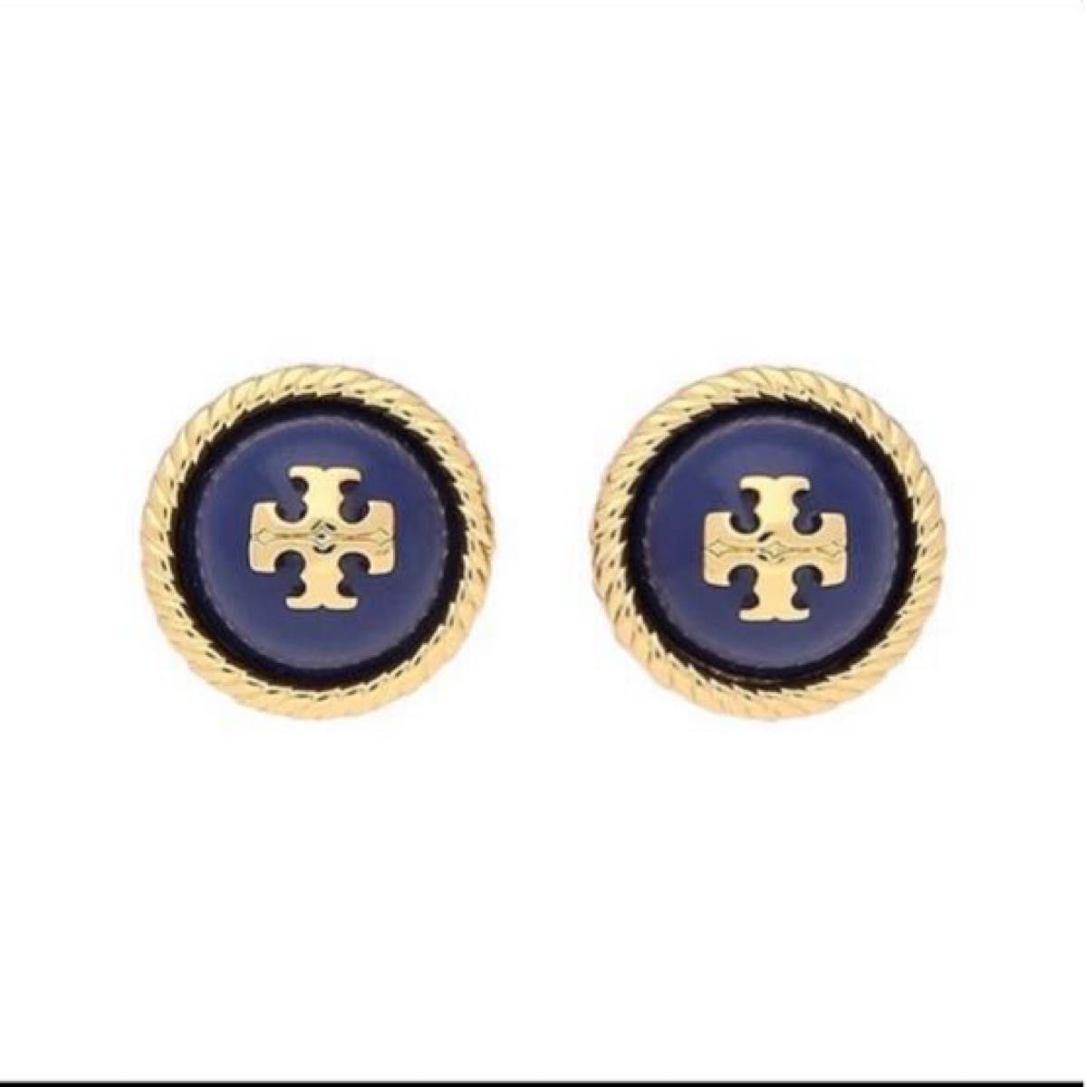 ToryBurch ピアス ロゴ スタッド サークル 円 丸 TORY BURCH トリーバーチ ピアス ロゴ アクセサリー ネイビー