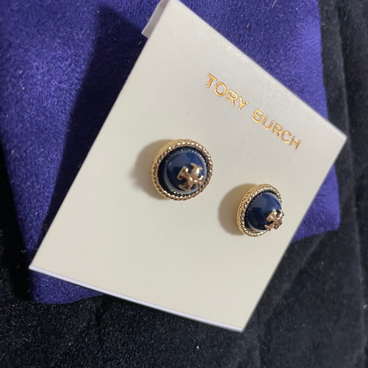 Tory Burch 指輪 リング ロゴ トリーバーチ ブルー 青 ネイビー TORY BURCH トリーバーチ ピアス ロゴ アクセサリー ネイビー