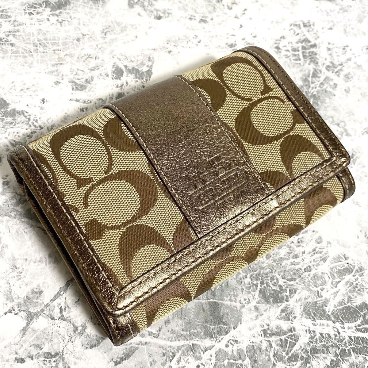 大人上品♡【Coach】シグネチャーキャンバス 折り畳み財布 COACH コーチ シグネチャー キャンバス 折財布 二つ折り L字